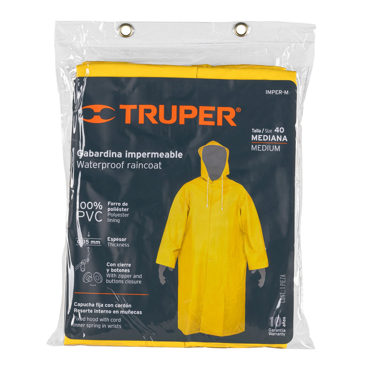 GABARDINA IMPERMEABLE DOBLE CAPA TALLA "M" IMPER-M 14414 TRUPER *** OFRECER 101131 ***