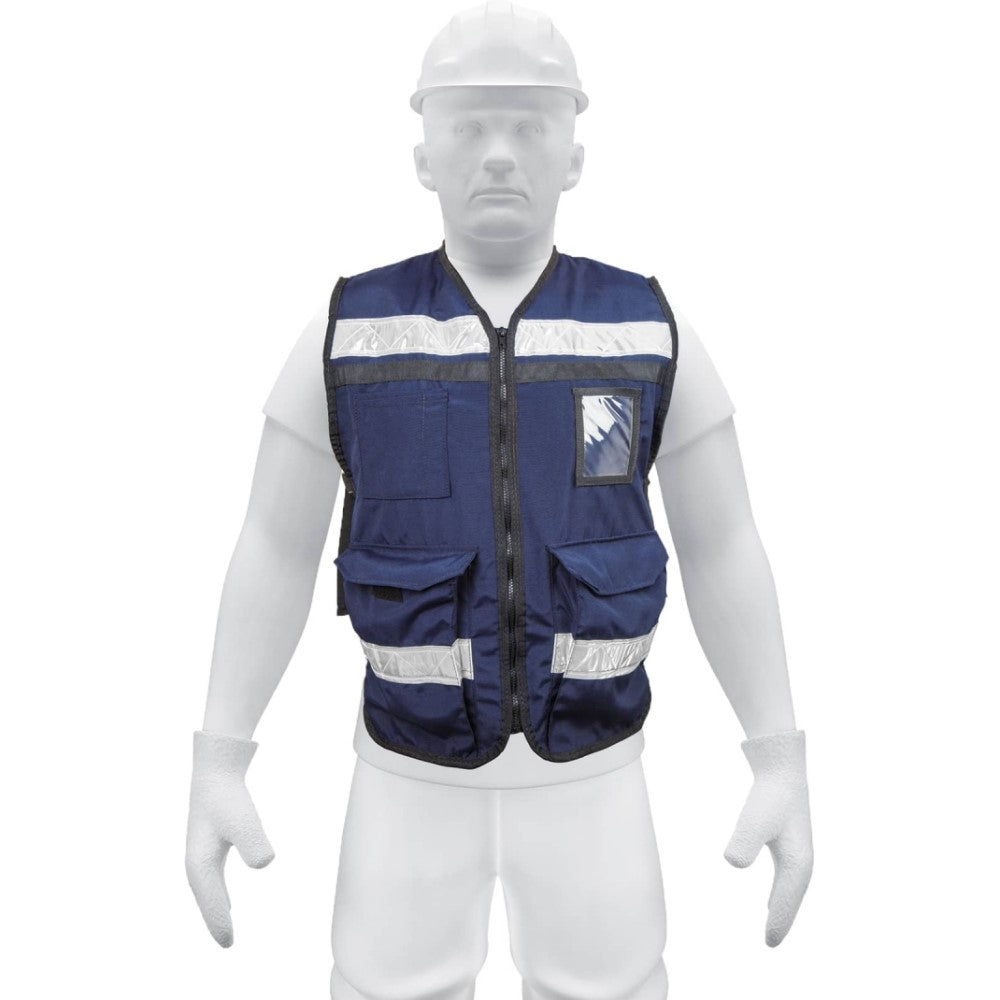 CHALECO BRIGADISTA CON CINTAS REFLEJANTES COLOR AZUL MARINO TRUPER