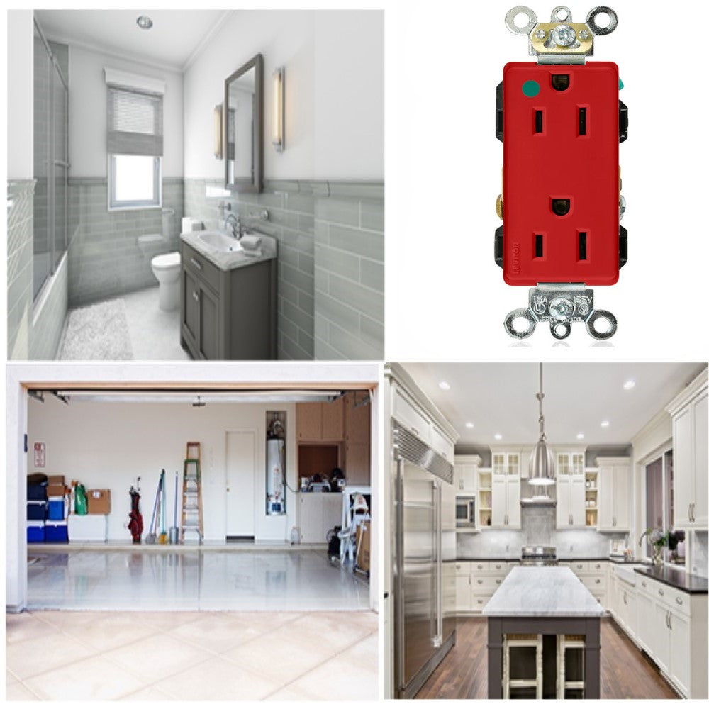 CONT. DUPLEX 15A 2P3H 125V ROJO DECORA PLUS