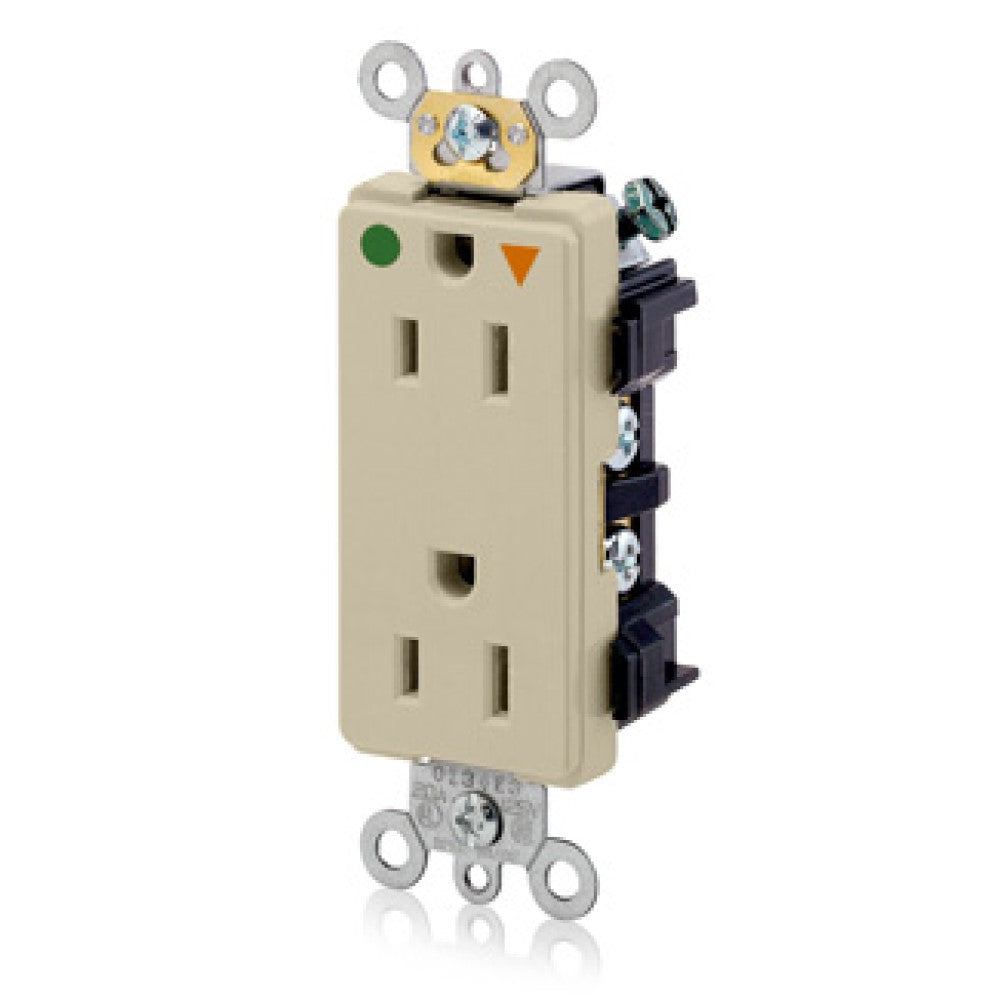 CONT. DUPLEX GDO. HOSPITAL T. AISL. 2F-3H 15A/125V. LAT. Y POST. MARFIL SIN PLACA 16262-IGI LEVITON