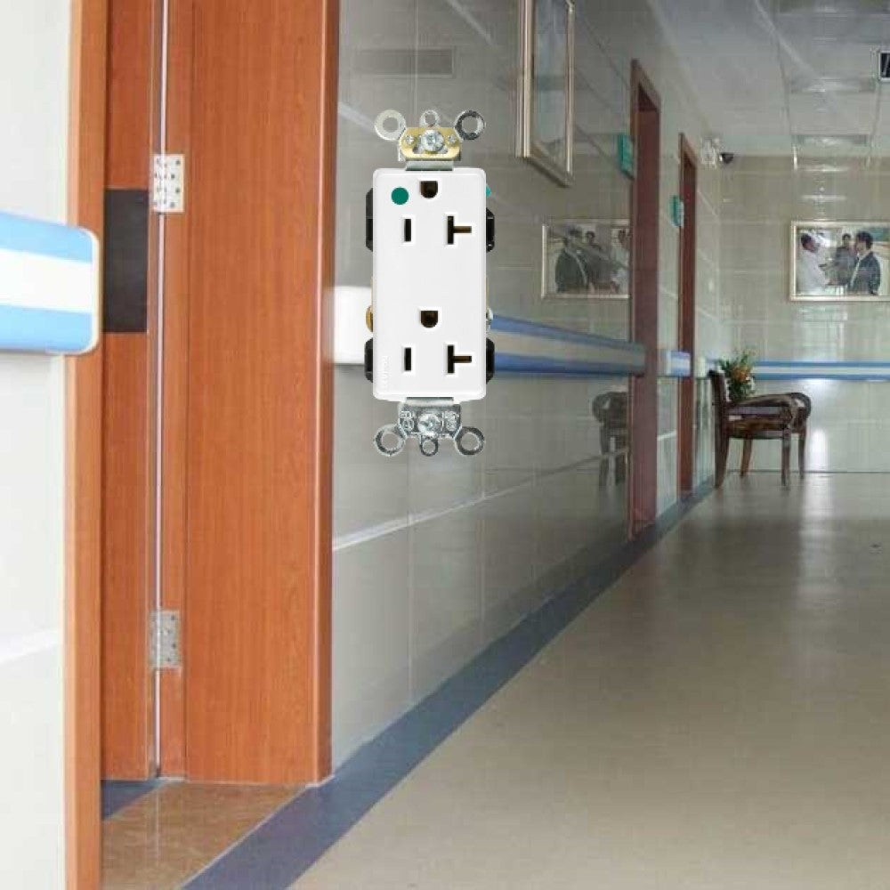 RECEPTACULO DUPLEX G. HOSPITAL 20A 125V BLANCO 16362-HGW LEVITON