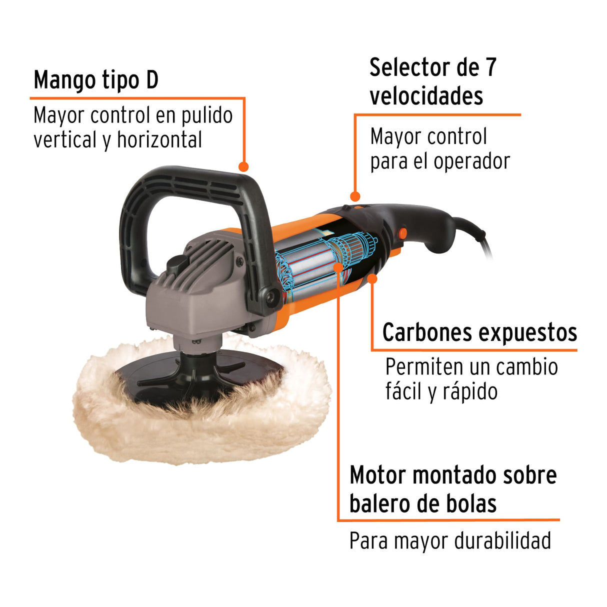 PULIDORA 7" 1200W. PROFESIONAL PULA-7A3 TRUPER *** OFRECER LP607A ***