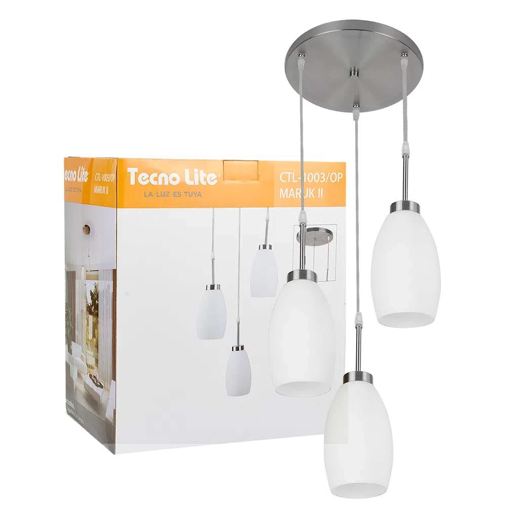 COLGANTE DE CRISTAL TECNOLITE MARUK II 1.49M DE ALTURA 25.5W TRES BASES E27 NO INCLUYE FOCOS