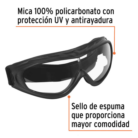 GOGGLES SEGURIDAD ULTRA LIGEROS RECUBRIMIENTO ANTIEMPAÑANTE PROTECCION UV Y ANTIRAYON NEGRO GOT-L 19952 TRUPER