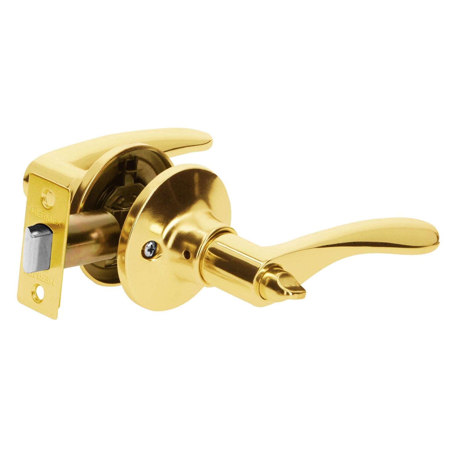 CERRADURA BASIC MANIJA CIL METAL BAÑO LATON BRILLANTE MCA TRUPER HERMEX