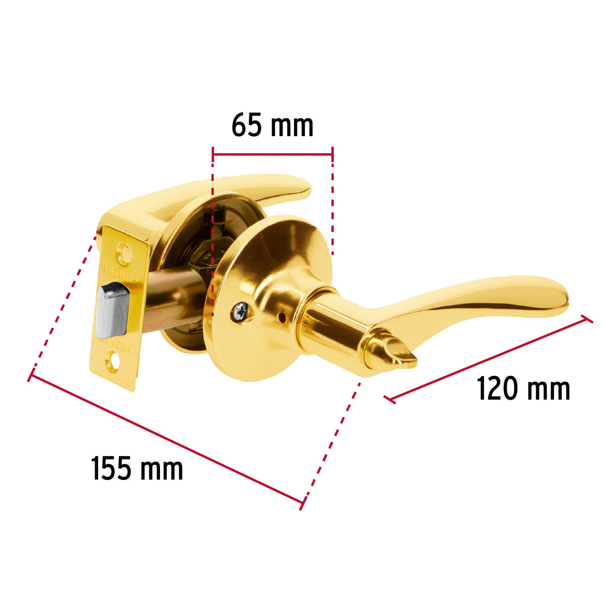 CERRADURA BASIC MANIJA CIL METAL BAÑO LATON BRILLANTE MCA TRUPER HERMEX