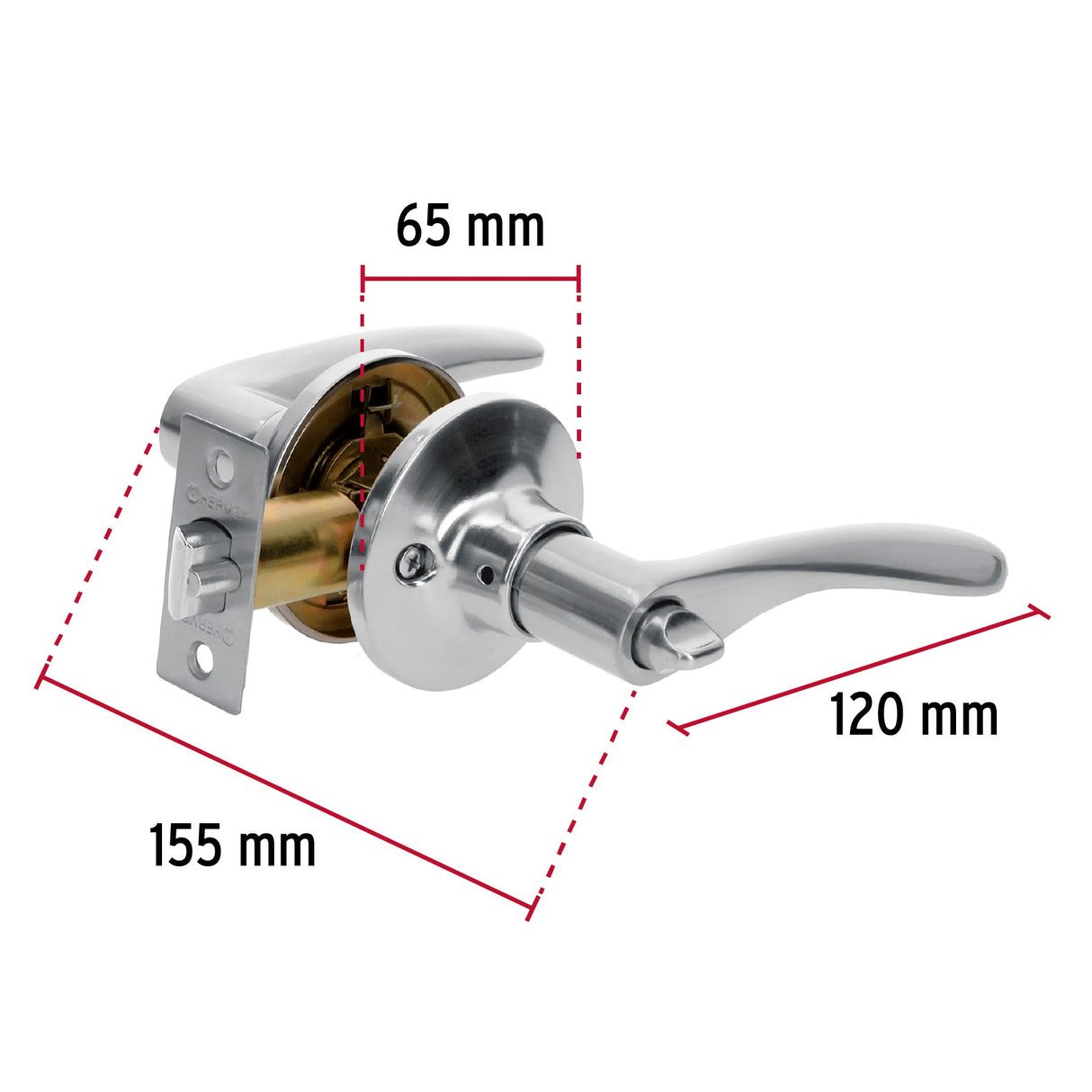 CERRADURA BASIC MANIJA CILINDRO METALICO RECAMARA CROMO MCA TRUPER HERMEX