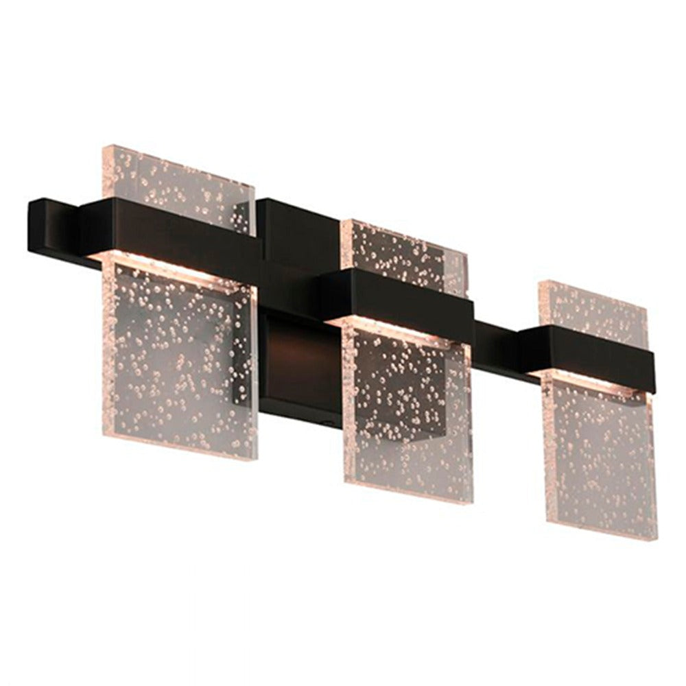 LUMINARIO DE PARED LED 3 PANTALLAS MADRONA 27W 3000K ACERO NEGRO VIDRIO HUMO