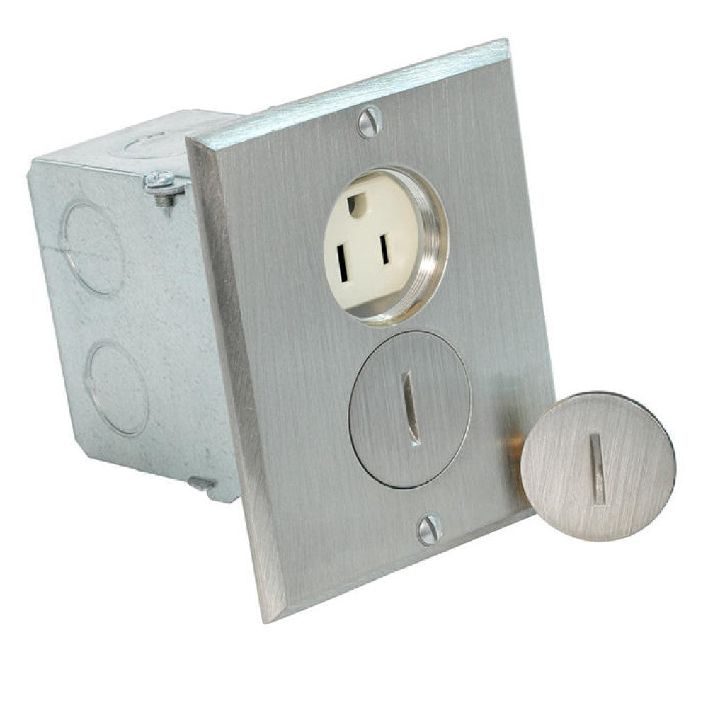 PLACA P/PISO C/CONTACTO DUPLEX 2P-3H 20A/125V. PLATA 25249-SBA LEVITON