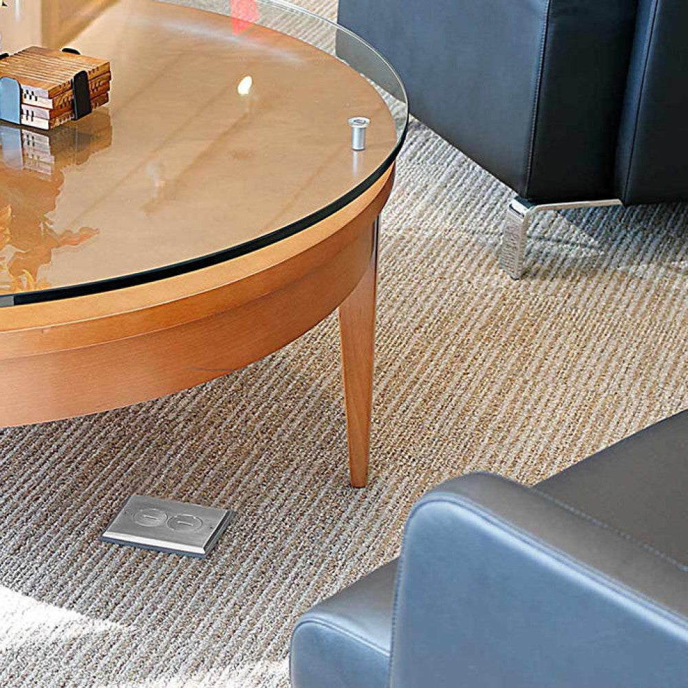 PLACA P/PISO C/CONTACTO DUPLEX 2P-3H 20A/125V. PLATA 25249-SBA LEVITON