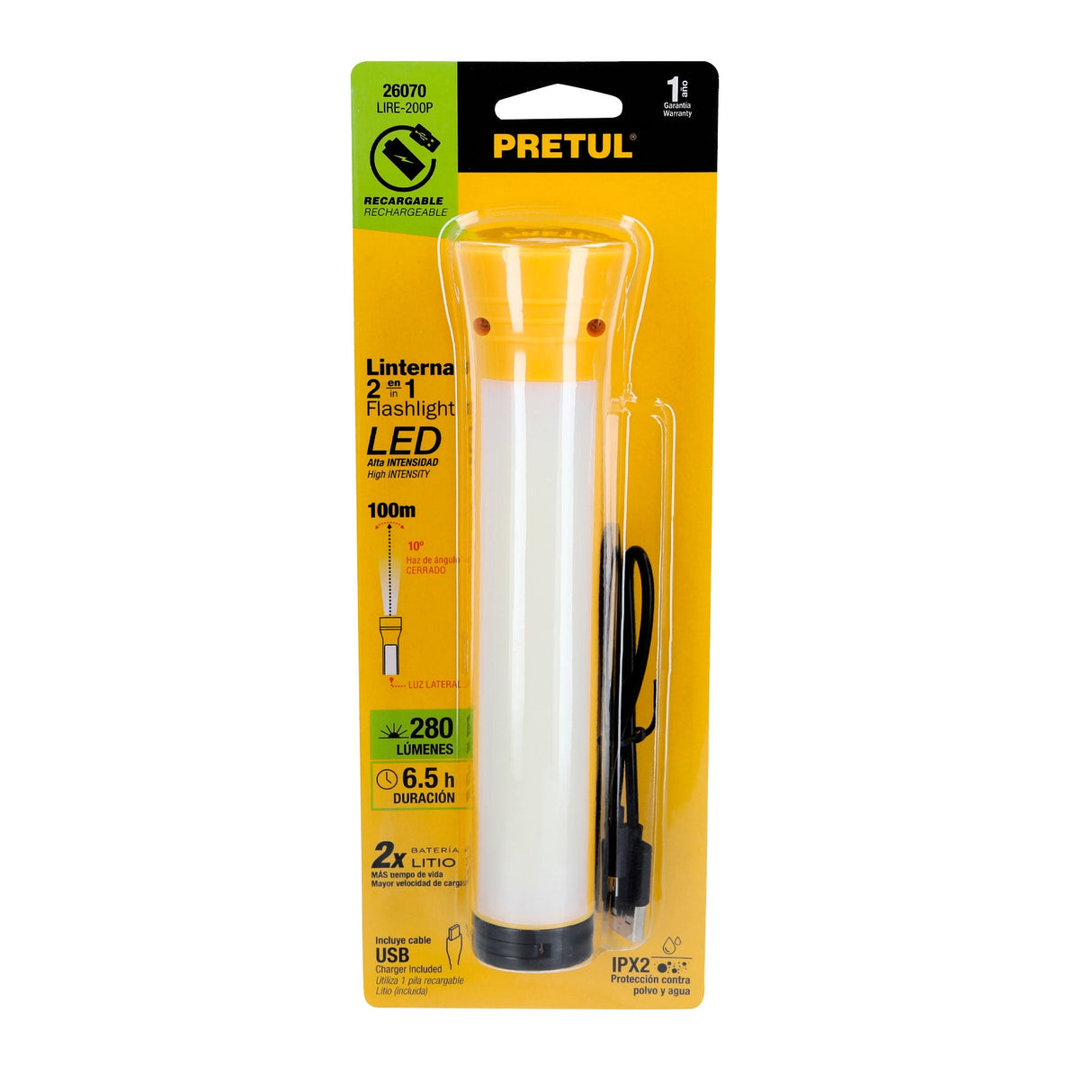 LITERNA RECARGABLE CON LUZ DE EMERGENCIA LED ALTA INTENSIDAD LIRE-200P 26070 TRUPER