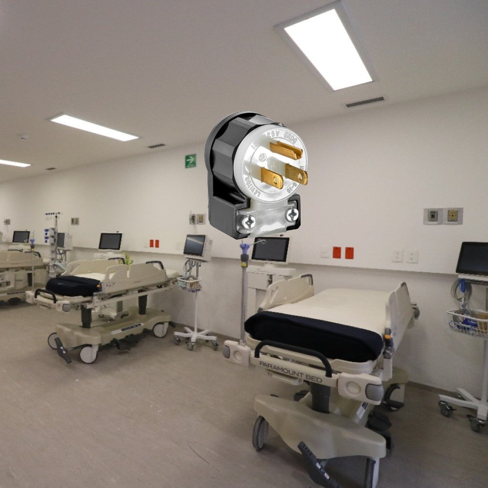 CLAVIJA ANGULAR NYLON 2P 3H 15A 125V NEGRA-BLANCA LEVITON