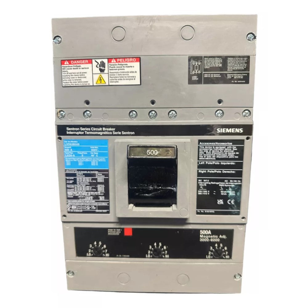 I.T.M. 3X500A/600V LXD63B500 A7B10000011753 SIEMENS **** SIN ZAPATAS Y SIN TORNILLOS ***
