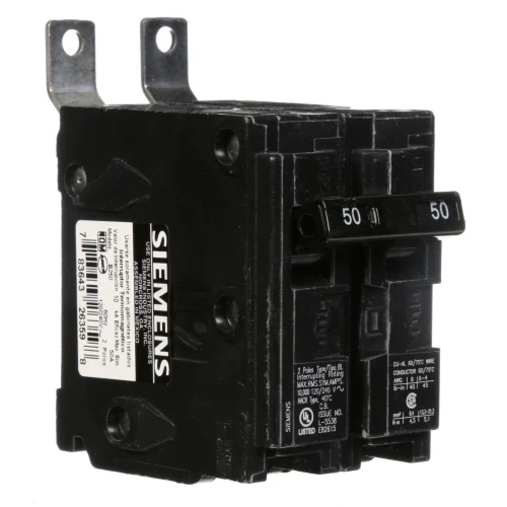INTERRUPTOR BL 2X50A. 220V. B250 SIEMENS