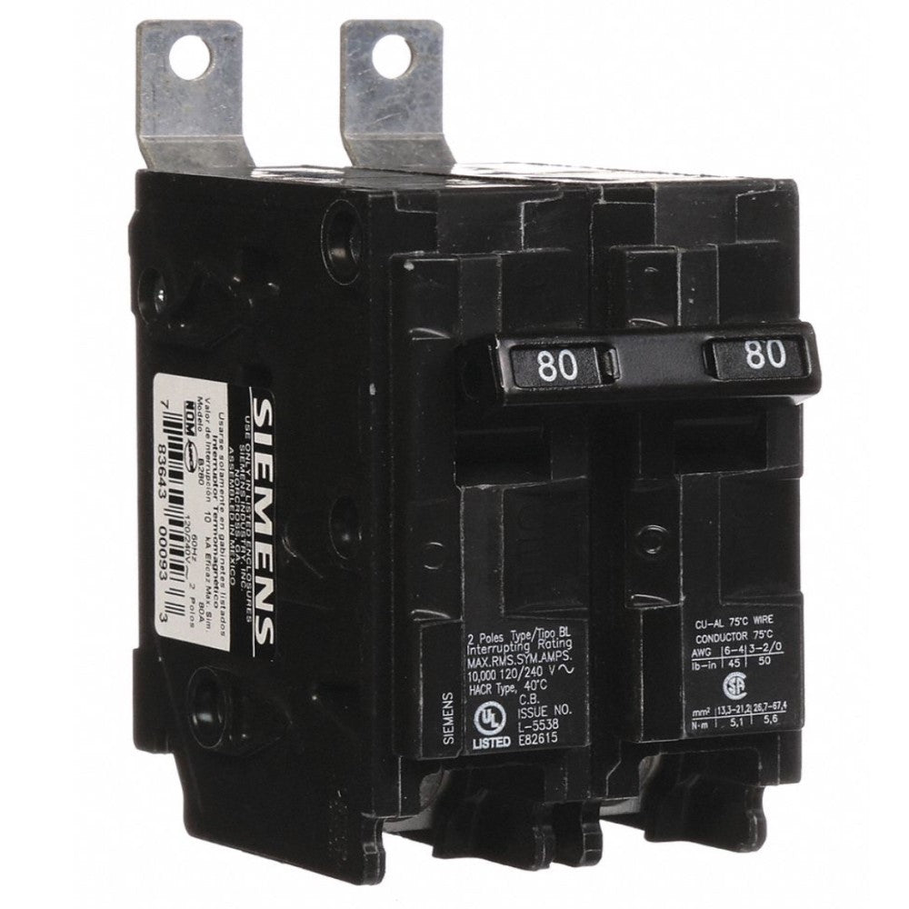 INTERRUPTOR BL 2X80A. 220V. B280 A7B10000000988 SIEMENS