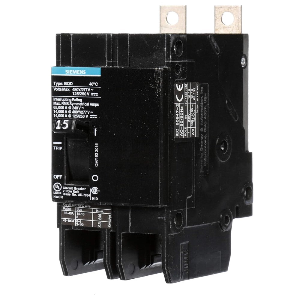 INTERRUPTOR BQD 2X15A/440V. BQD215 A7B10000001111 A7B10000022571 SIEMENS