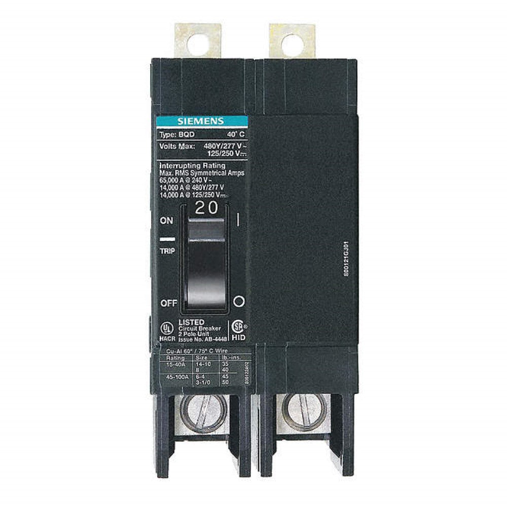 INTERRUPTOR BQD 2X20A/440V. BQD220 A7B10000001112 A7B10000022572 SIEMENS