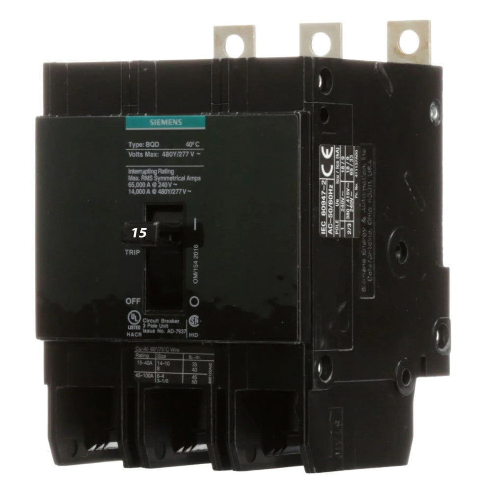INTERRUPTOR BQD 3X15A/440V. BQD315 A7B10000001118 A7B10000022584 SIEMENS