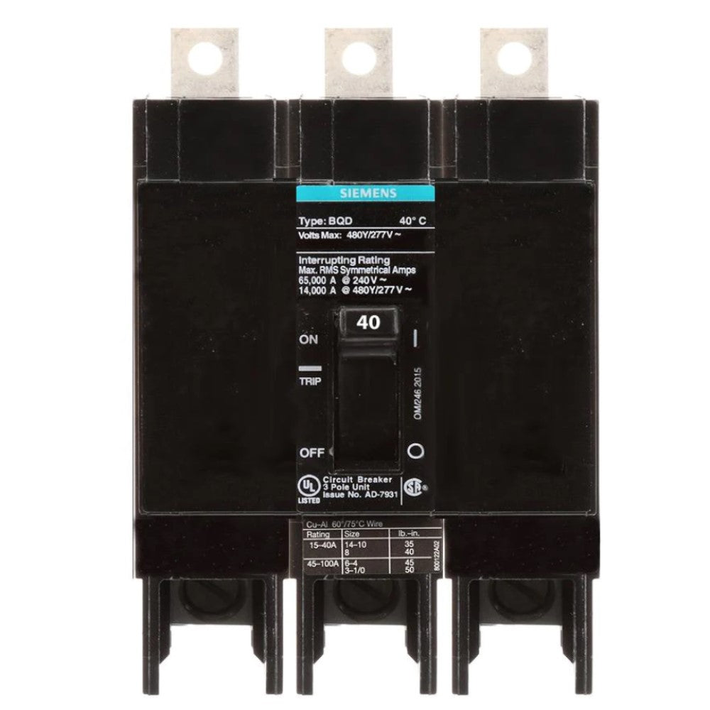 INTERRUPTOR BQD 3X40A/440V. BQD340 A7B10000001123 A7B10000022589 SIEMENS