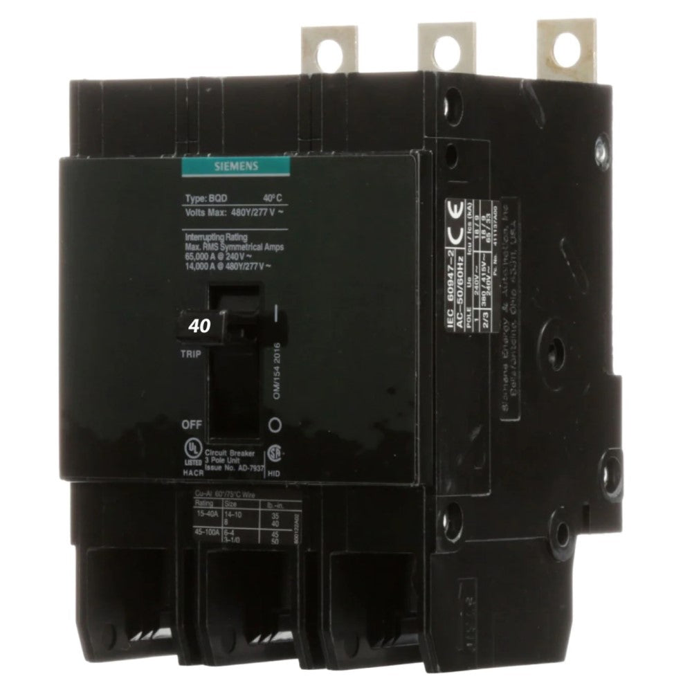INTERRUPTOR BQD 3X40A/440V. BQD340 A7B10000001123 A7B10000022589 SIEMENS