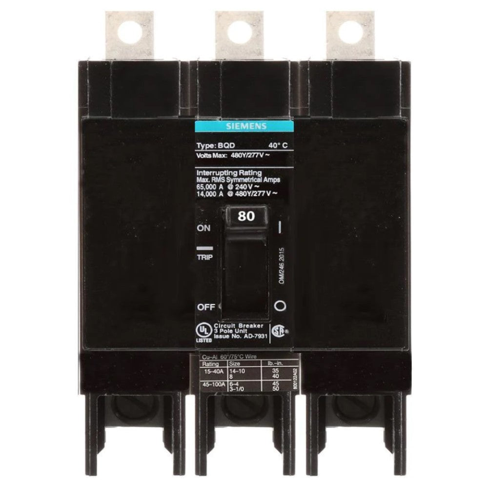 INTERRUPTOR BQD 3X80A/440V. BQD380 A7B10000001127 A7B10000022594 SIEMENS