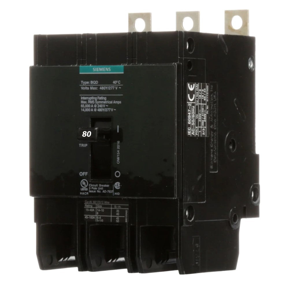 INTERRUPTOR BQD 3X80A/440V. BQD380 A7B10000001127 A7B10000022594 SIEMENS