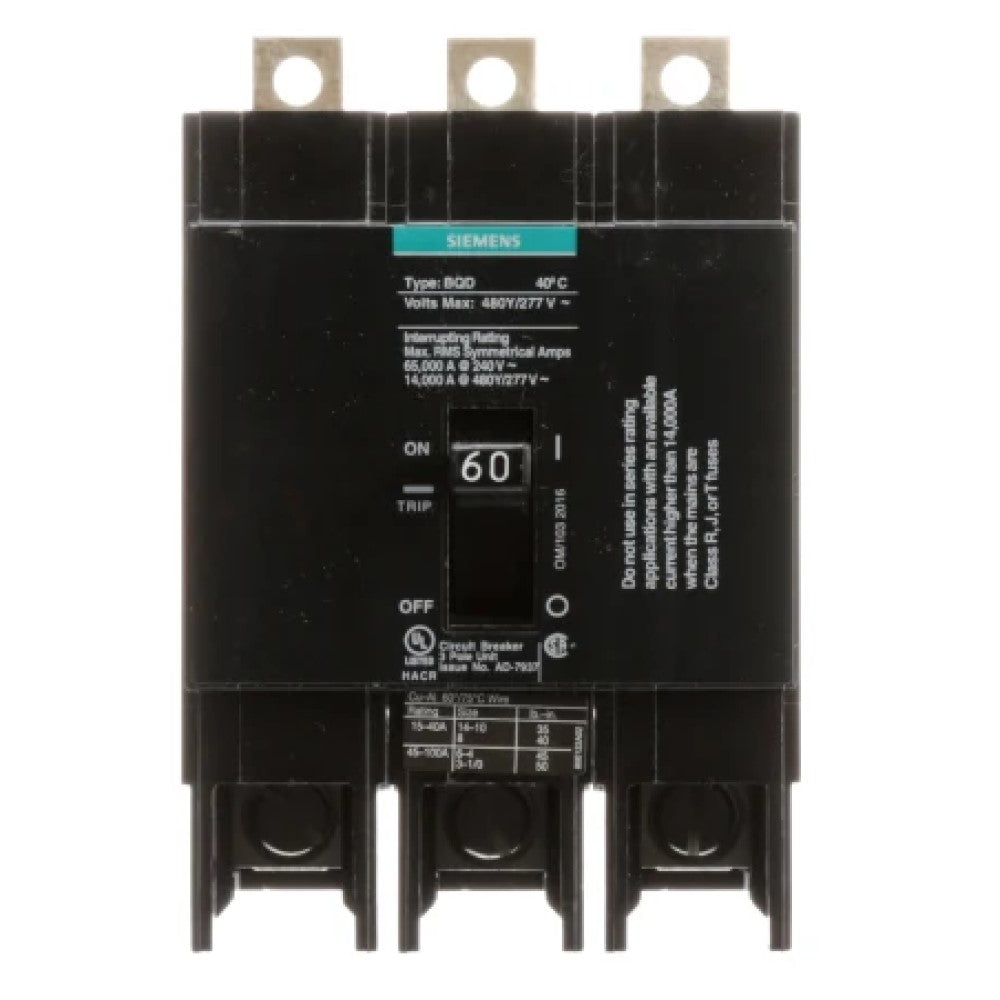 INTERRUPTOR BQD 3X60A/440V. BQD360 A7B10000001126 A7B10000022592 SIEMENS