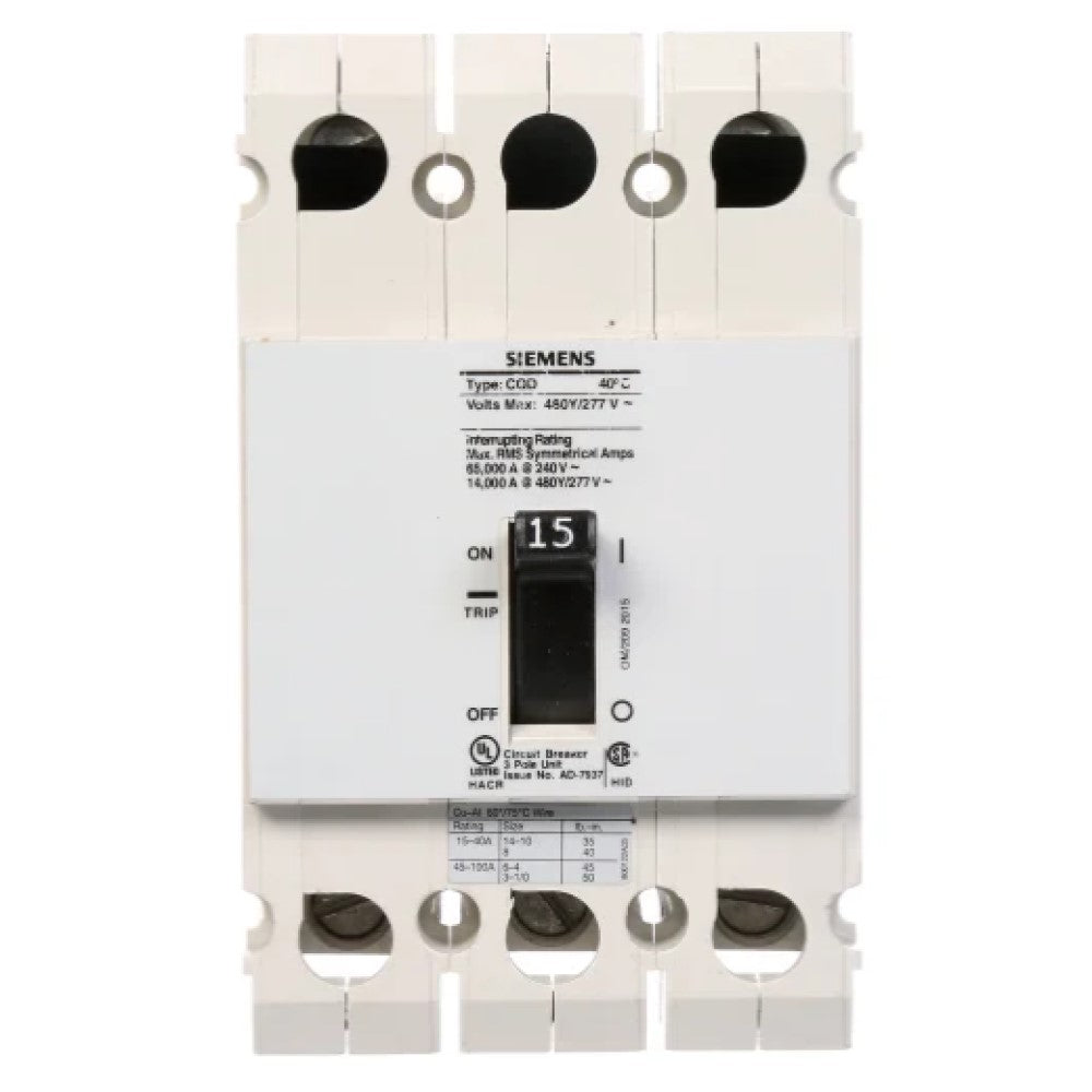 INTERRUPTOR CQD 3X15A. CQD315 A7B10000001146 A7B10000022629 SIEMENS