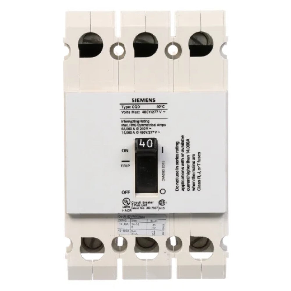 INTERRUPTOR CQD 3X40A. CQD340 A7B10000001149 A7B10000022634 SIEMENS