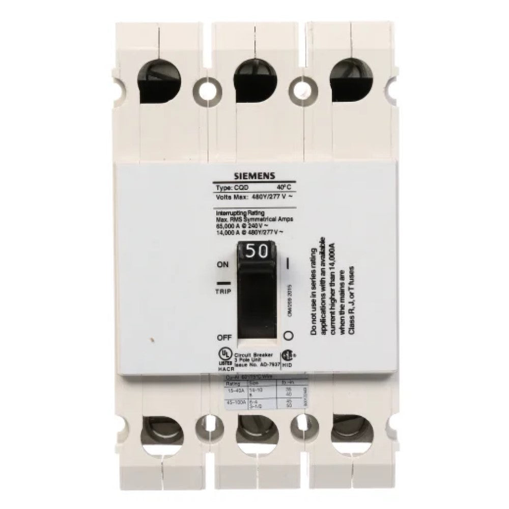 INTERRUPTOR CQD 3X50A. CQD350 A7B10000001150 A7B10000022636 SIEMENS