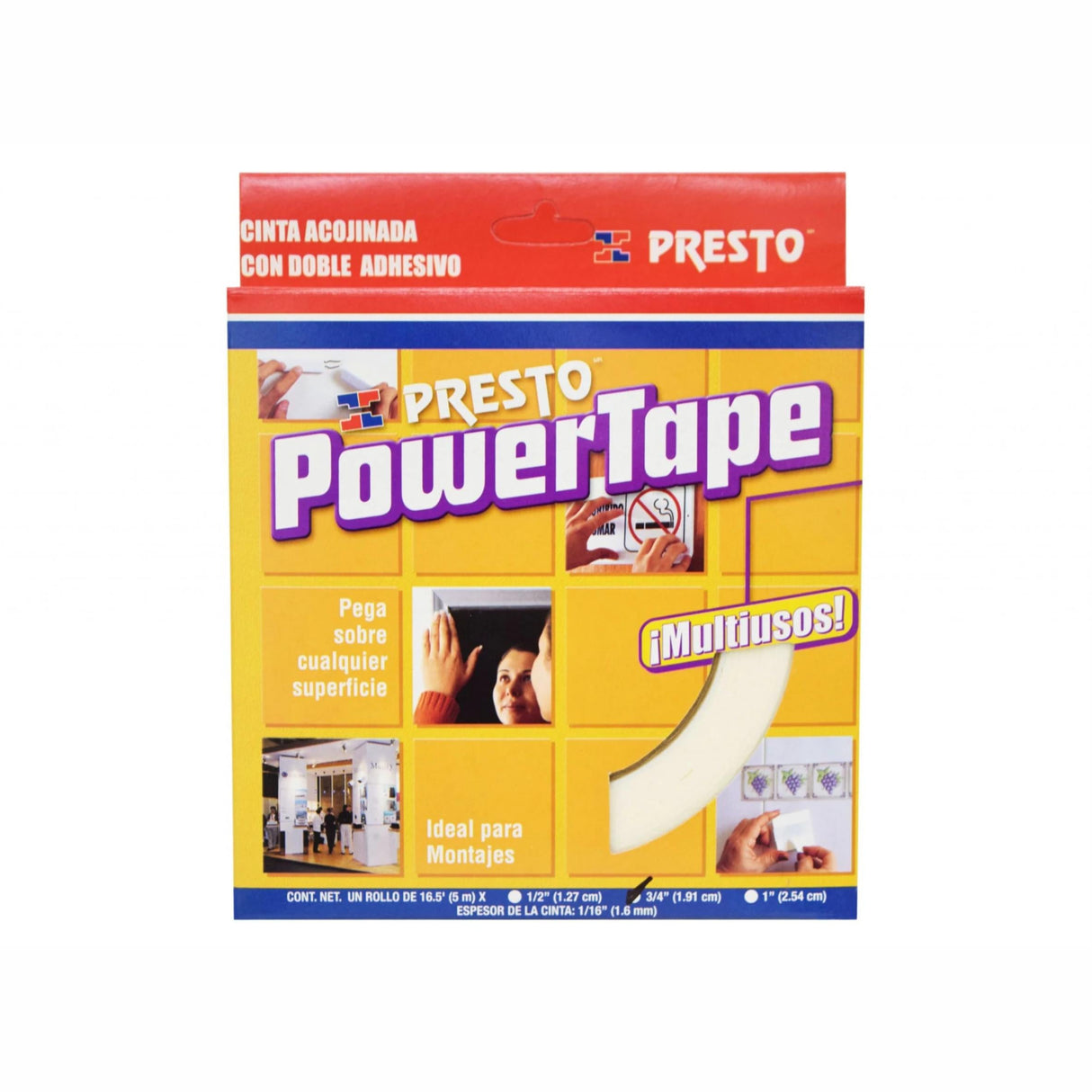 CINTA DOBLE ADHESIVO DE ALTA ADHERENCIA POWER TAPE 5.18 MTS X "3/4" MCA. PRESTO