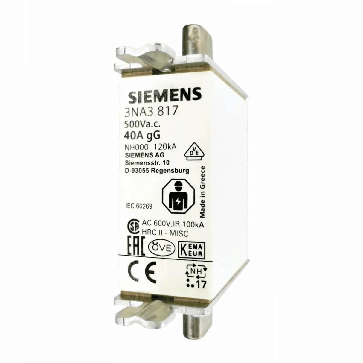 FUSIBLE NH SIEMENS 40AMP TAMAÑO 00 3NA3817