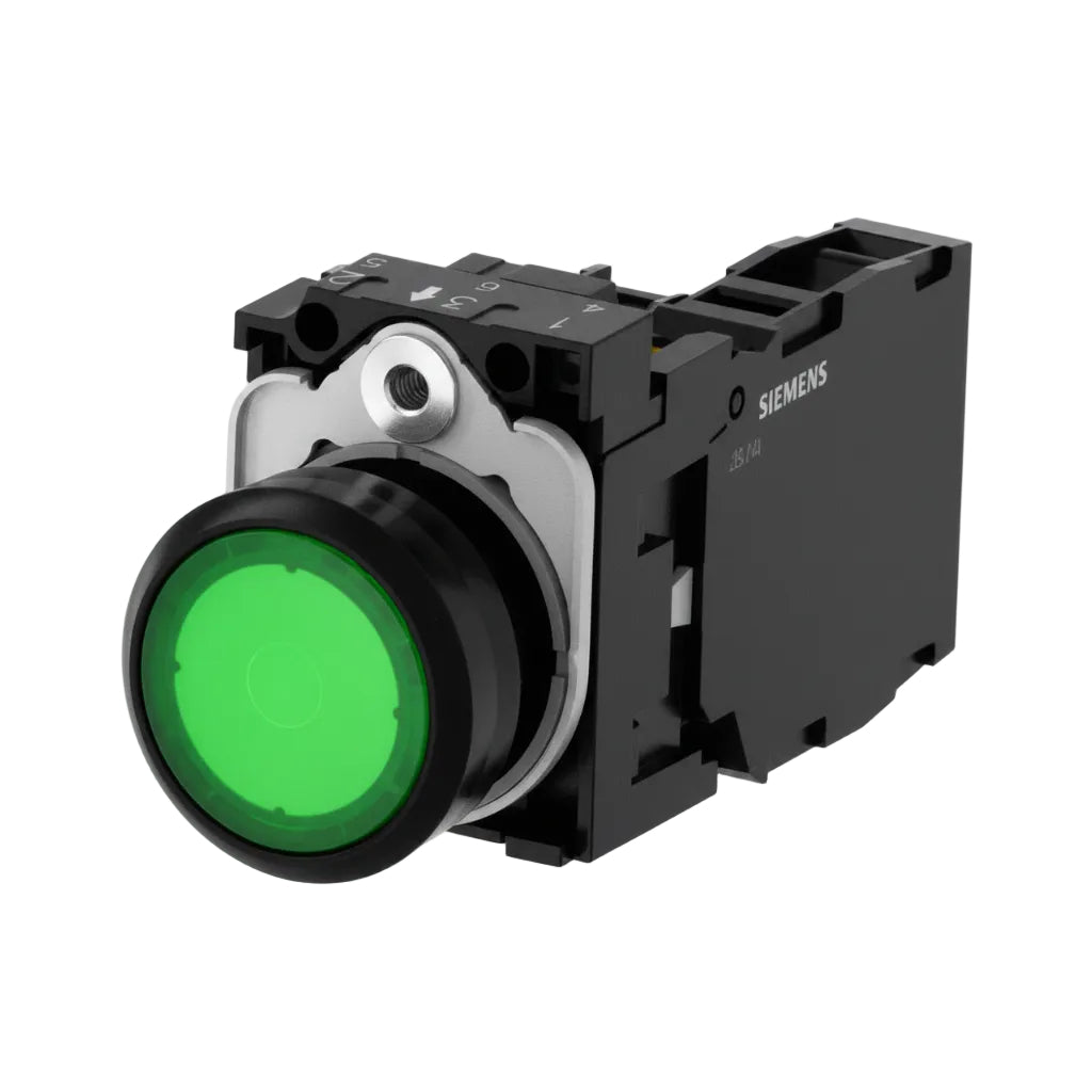 BOTON PULSADOR VERDE ILUMINADO 110/120VCD/CA 1NA+1NC+LED 3SB32510AA41