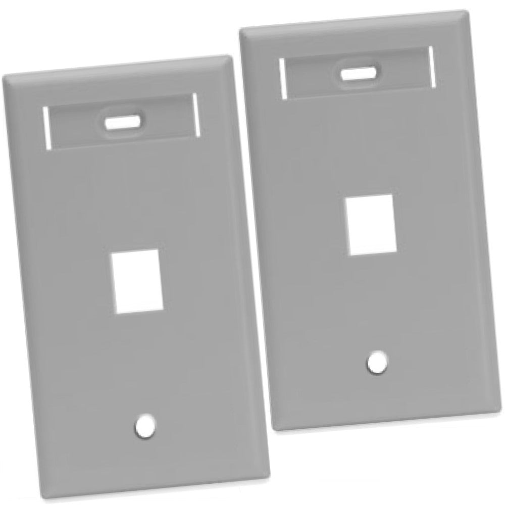 PLACA QUICKPORT SENSILLA C/ IDENTIFICADOR 1 MOD. GRIS MCA LEVITON