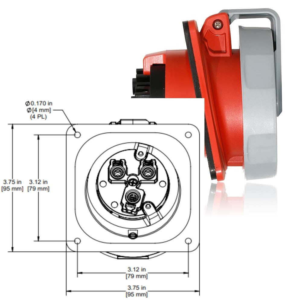 RECEPTACULO PIN & SLEEVE SERIE LEV 30A 30480V 3P4H 7H IP66 LEVITON