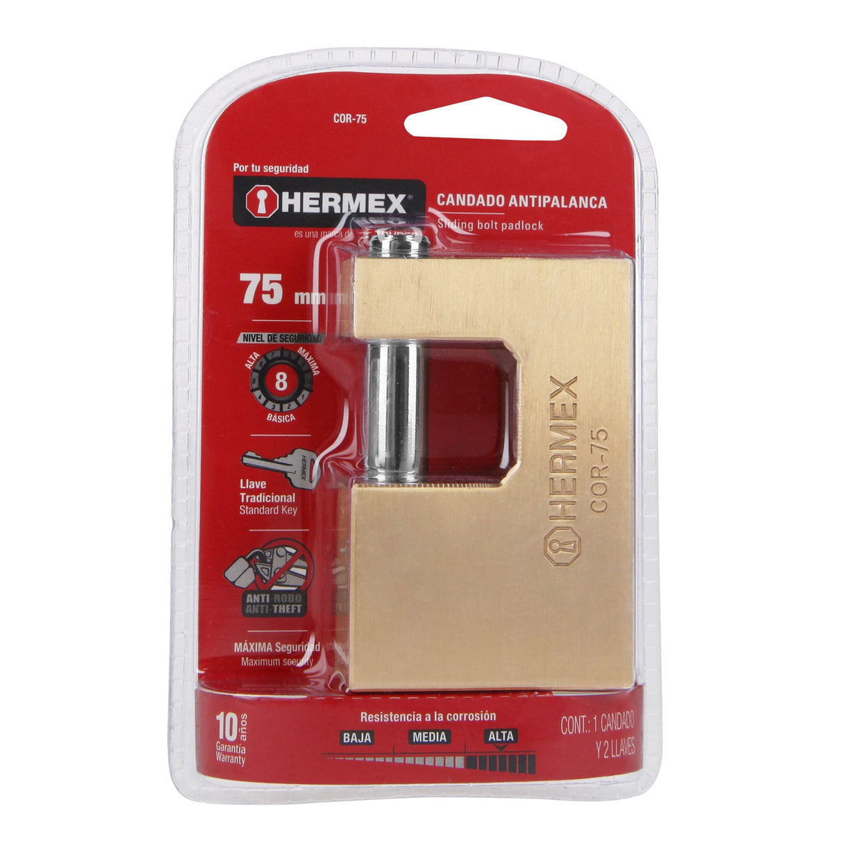 CANDADO ANTIPALANCA 75MM MCA TRUPER HERMEX