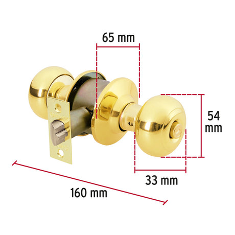 CERRADURA POMO LATON BRILLANTE OVAL RECAMARA MCA TRUPER HERMEX