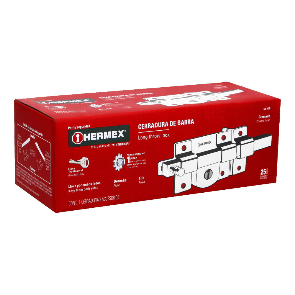 CERRADURA DE BARRA FIJA DERECHA MCA TRUPER HERMEX