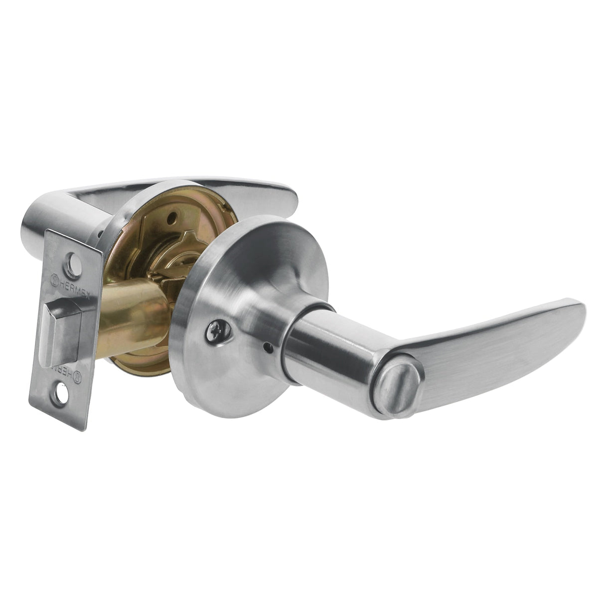 CERRADURA MANIJA CILINDRO LATON CROMO MATE BAÑO MCA TRUPER HERMEX