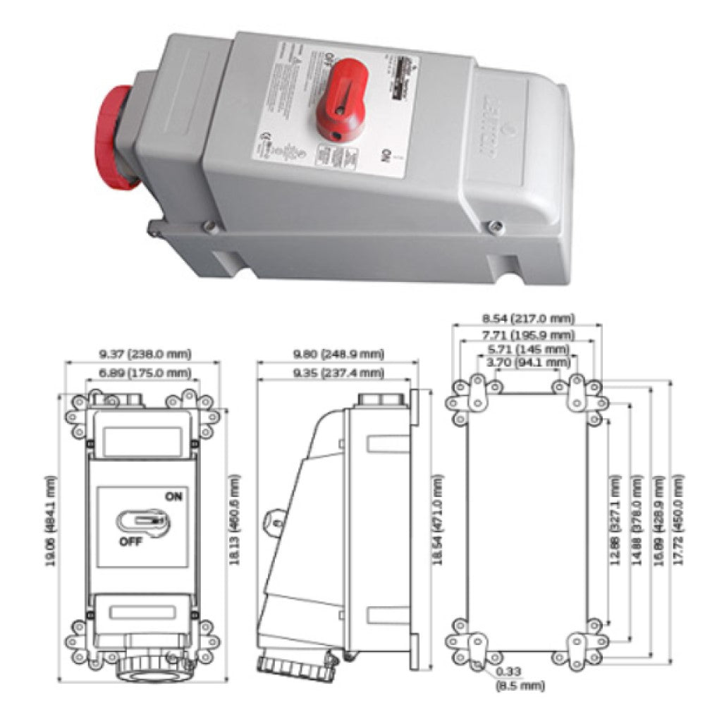 INTERLOCK MECANICO PIN SLEEVE IND 60A 480V 3P4H IP66-67 460MI-07W