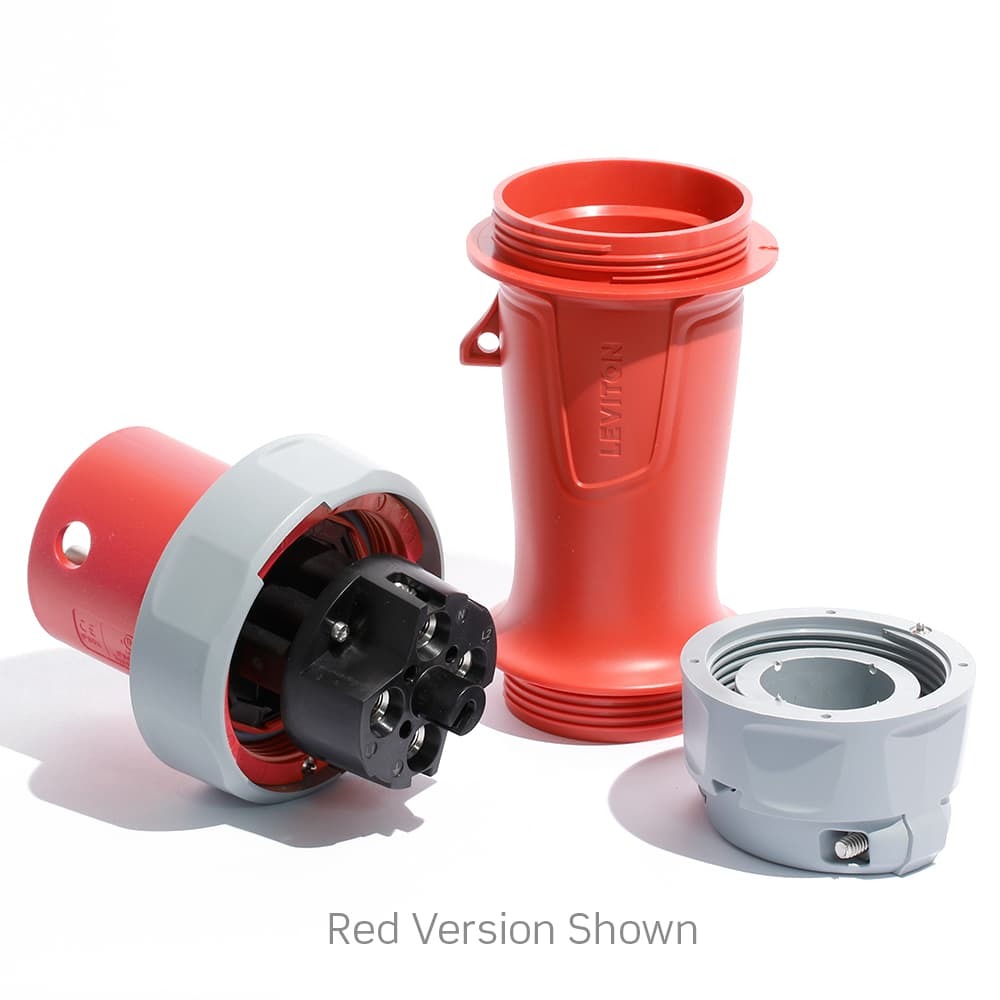 CLAVIJA PIN & SLEEVE 60A 600V 3P 4H 5H IP66/67/68 E IP69K SERIE LEV NEGRO LEVITON