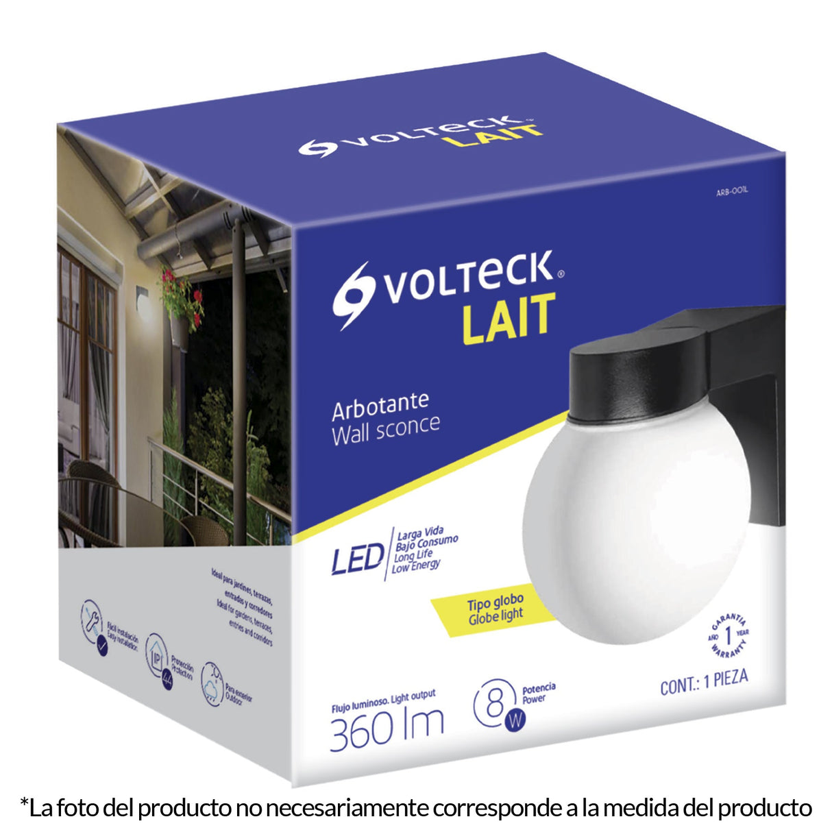 ARBOTANTE LED TIPO VASO 8W/120V. PANTALLA DE CRISTAL 3000K LUZ CALIDA ARB-002L 46345 TRUPER