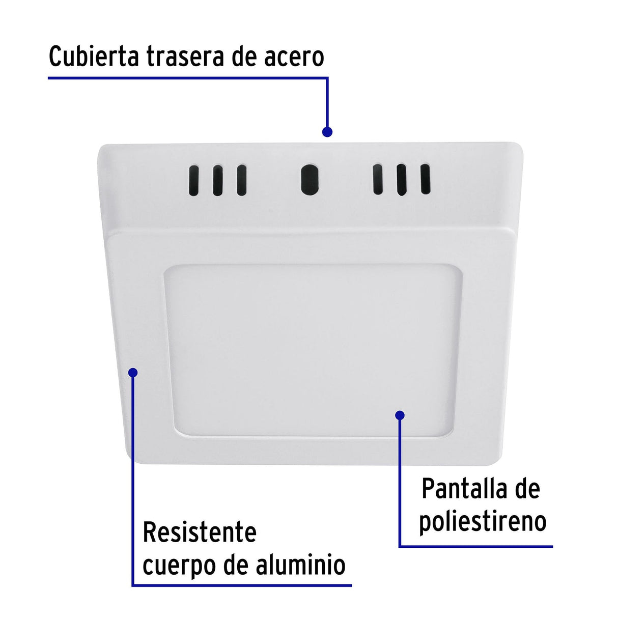 LUMINARIO CUADRADO PLAFON LED 6W/120-240V. SOBREPONER *** INCLUYE DRIVER *** PLA-210L 47442 TRUPER