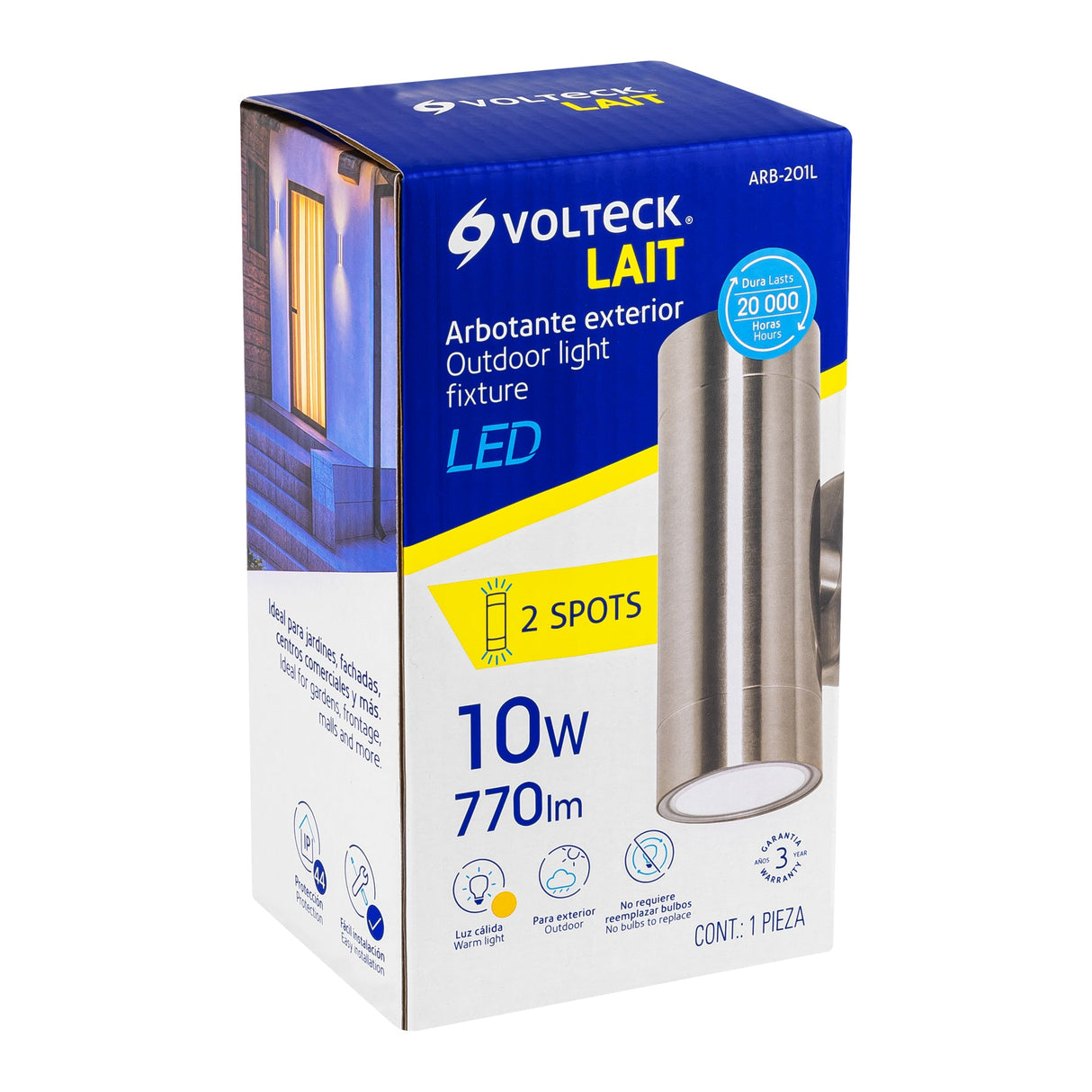 ARBOTANTE DECORATIVO ACENTO LED 2 SPOTS 10W/127V. SATIN 3000K. LUZ CALIDA ARB-201L 48009 TRUPER