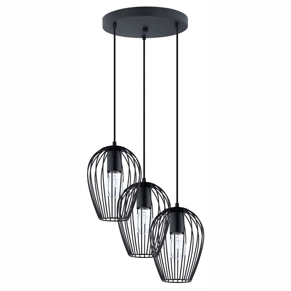 LUMINARIO COLGANTE 3 LUCES OVAL E26 3X60W MAX 120V NEGRO NEWTOWN