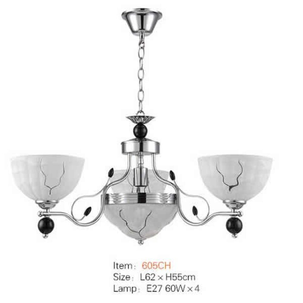 605CH CANDIL GRIETAS CROMADO 3L620XH550MME27 4X60W IIDSA