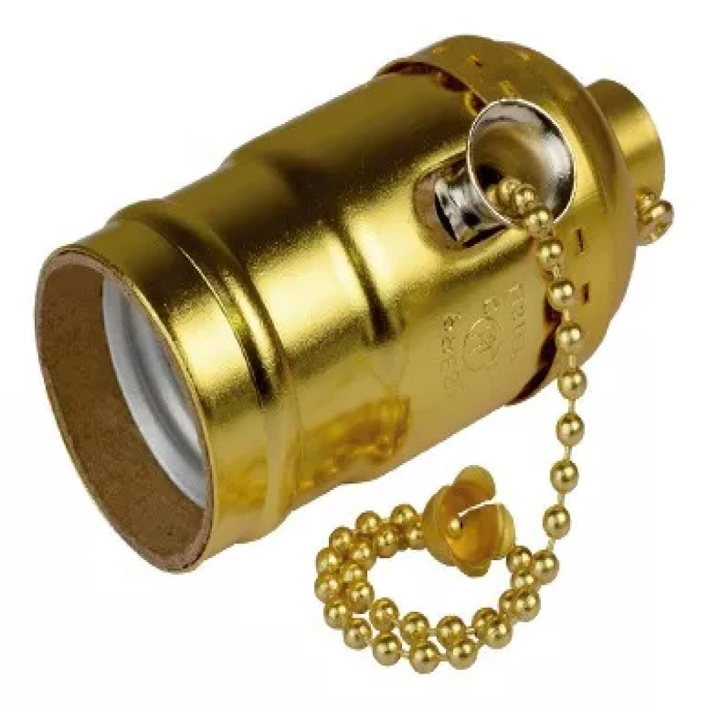 PORTALAMPARA LATONADO CON INTERRUPTOR DE CADENA E26 127V 660W IUSA