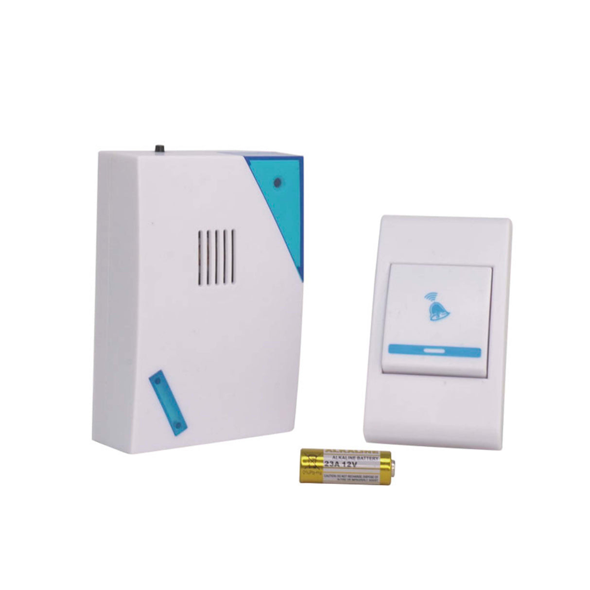 TIMBRE INALAMBRICO CUADRADO CON VIVOS AZULES EXTERIORES LARGO ALCANCE MCA GOODWILL