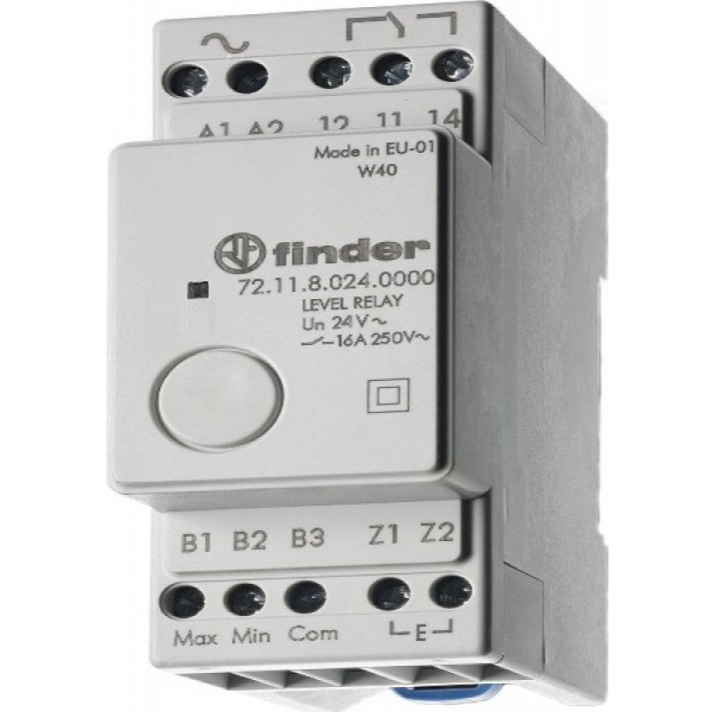 RELE DE CONTROL DE NIVEL PARA LIQUIDOS INDUCTIVOS TIPO 72.01 24VAC. SENSIBILIDAD FIJA FINDER