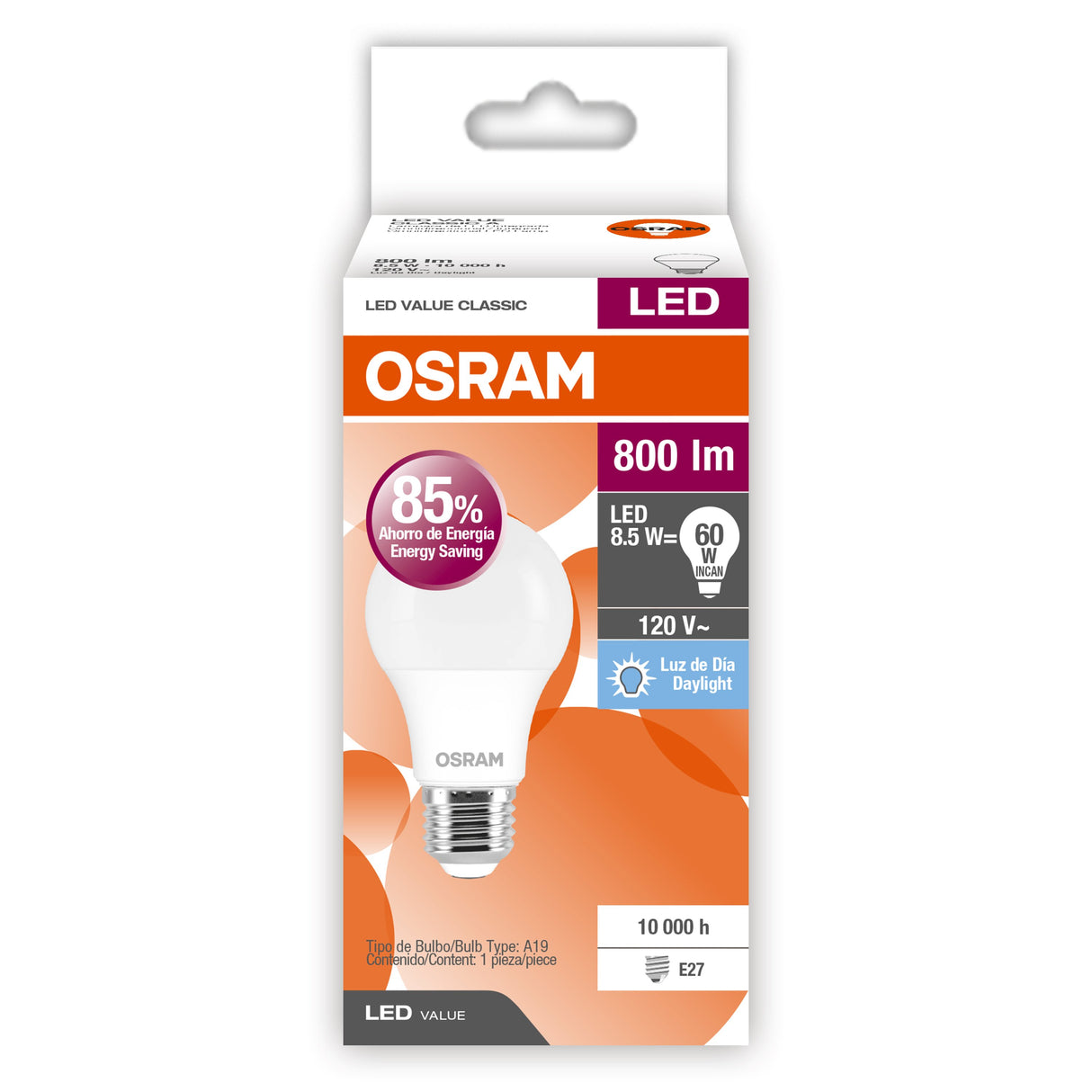 FOCO LED SUPERSTAR CLASSIC 8.5W/120V E26 6500K *** OFRECER A19-LED/010/65 ***